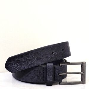 ROBERT GRAHAM mens 42 Leather Tonal Embossed Designer Belt Black Ash